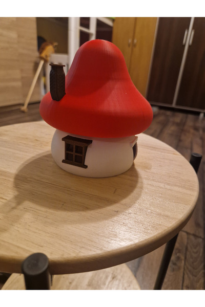 Phigo Şirinler Evi 3D Renkli Baskı Dekoratif Figür | Boyanmış Hazır Gönderim | Çocuk Odası