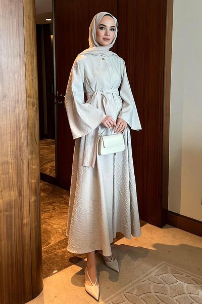 Omarı Gold Buttoned Skirt Suit Beige