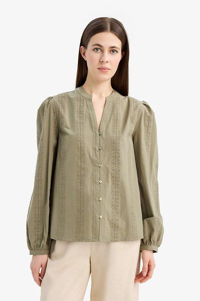 DeFacto Fitted Crew Neck Brode Long Sleeve Shirt E6531Ax25Au