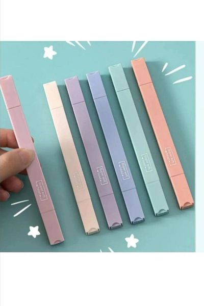 ATABY Supersoft Set of 6 Pastel Highlighters – Double Ended & Soft Writing