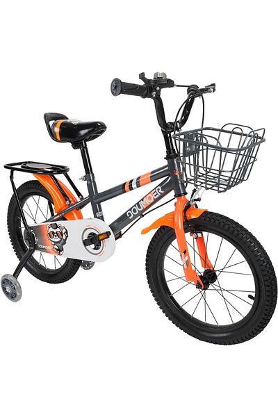 ACTION ONE Bicicleta copii 5-7 ani cu roti ajutatoare Grey Arrow, 16 inch, gri portocaliu