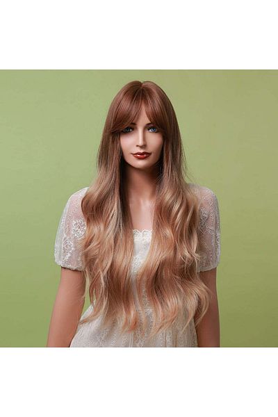 WildFashion Long honey blonde wig with balayage and bangs PER107-9999