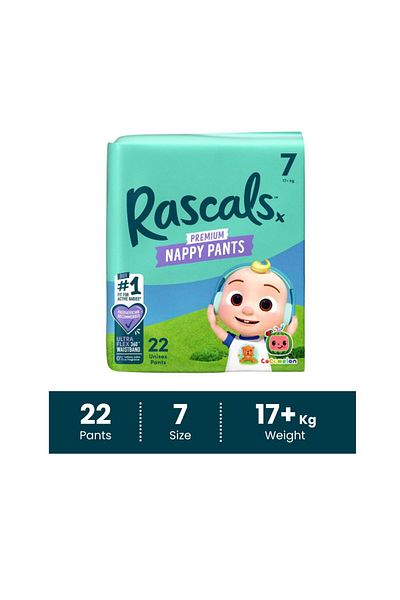 Rascals Cocomelon Edition Training Diaper Pants- Size 7, 17+ kg, 22 Count