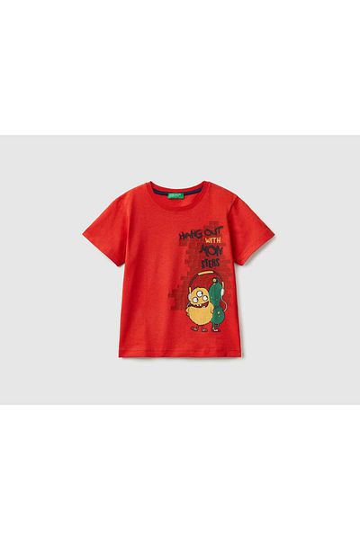 United Colors of Benetton Kids' Short Sleeve Animal Print T-Shirt