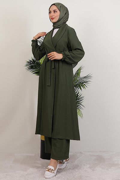 GİYZAMİLA Aria Trousers Double Suit Khaki