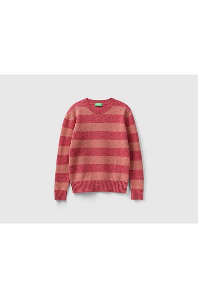 United Colors of Benetton Pure Shetland Wool Striped Sweater
