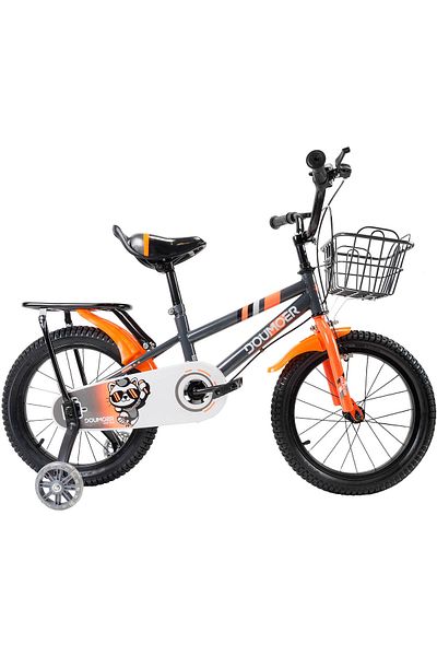 ACTION ONE Bicicleta copii 5-7 ani cu roti ajutatoare Grey Arrow, 16 inch, gri portocaliu