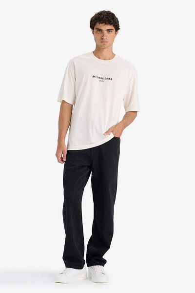 DeFacto Regular Fit Crew Neck Back Printed Short Sleeve T-Shirt F8906Ax25Hs