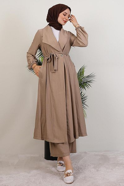 GİYZAMİLA Aria Pants Double Suit Mink