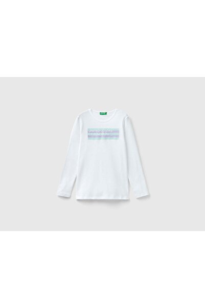 United Colors of Benetton Girls' Long Sleeve T-Shirt with Graphic Print