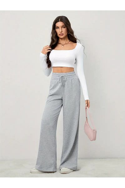 GERLAY Women's Comfortable Fit Gray Flat Leg Tracksuit Bottoms