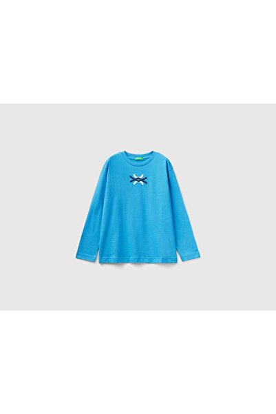 United Colors of Benetton تي شيرت دافئ للأطفال مصنوع من القطن العضوي بنسبة 100%