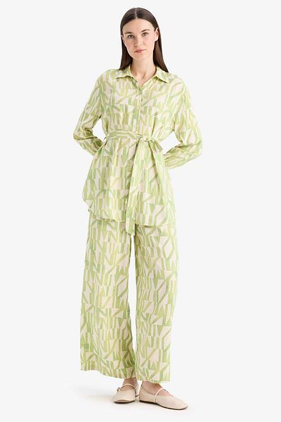 DeFacto Wide Leg Wide Wide Leg Patterned Viscose Trousers D9757Ax25Sm