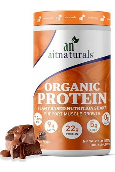 anatural Aitnaturals Plant-Based Organic Protein Powder Creamy Chocolate Fudge 1kg, 2.2lbs, 25 Servings