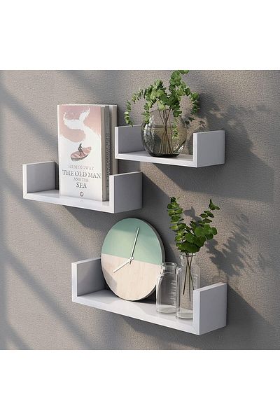 fulina Floating Shelves for Wall,Set of 3,30/40/50cm,Wooden Shelves,Home Decorative,White