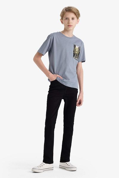 DeFacto Boy's Crew Neck Back Printed Short Sleeve T-Shirt F3769A825Au