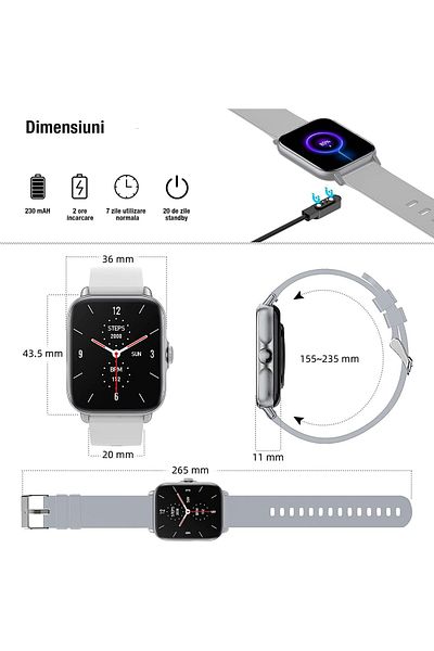 WowStep Smartwatch Fitness Watch, Notifications, Physical Activities, Sleep, Heart Rate, Pedometer