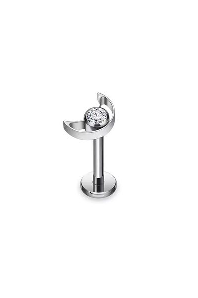 Janset F136 Titanium Crescent Model Zircon Stone Tragus Piercing - Helix