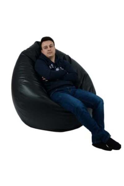 Pufrelax Fotoliu Nirvana Gigant, Material Piele Ecologica - Back 2 Black