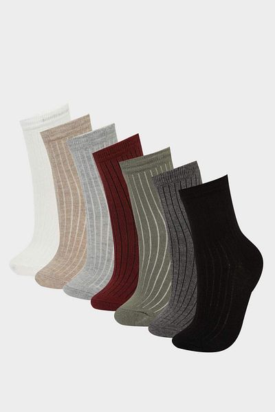 DeFacto Boy's 7-Piece Cotton Long Socks F4714A8Ns