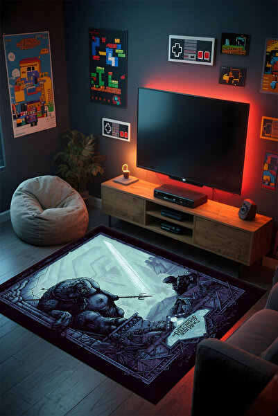 Alpacarpet Desenli Anime & Gamer Halısı Kaymaz Taban Makinede Yıkanabilir Gen...