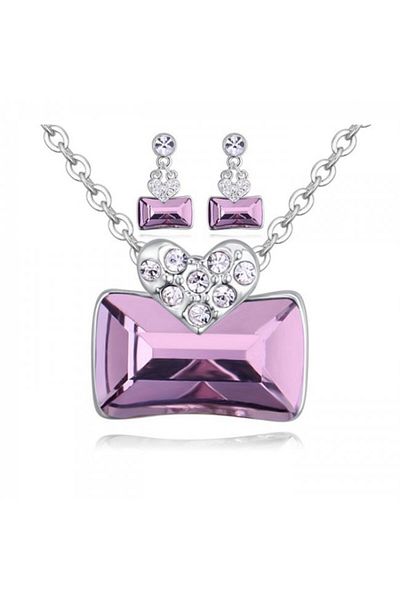 Kelan Set bijuterii Passion Lady Mov – cristale mov misterios, placat cu argint S925