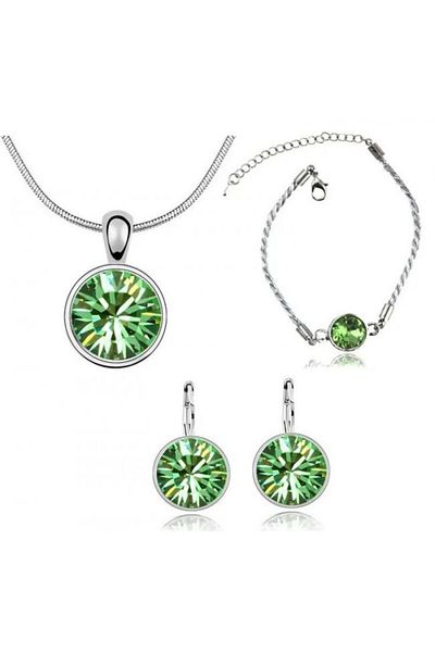 Kelan Set Alice Emerald – Bijuterii cu cristale verzi, placate cu argint S925