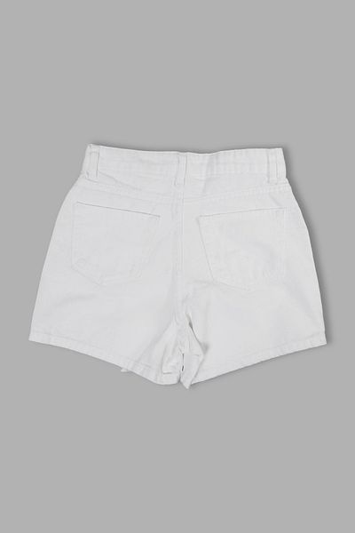 Bak Moda White Denim Shorts with Pocket Detail and Pat Closure