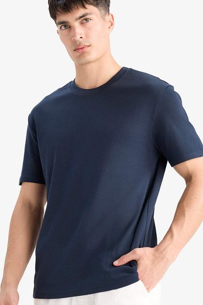 DeFacto Regular Fit Crew Neck Basic Plain Short Sleeve T-Shirt E7961Ax25Au