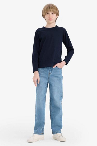 DeFacto Boy's Crew Neck Basic Plain Long Sleeve T-Shirt K1686A625Au