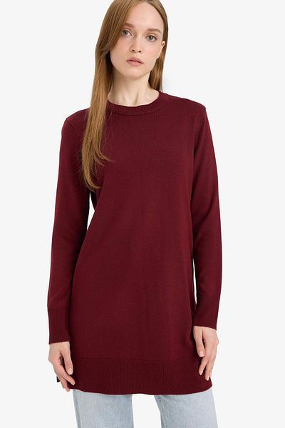 DeFacto Regular Fit Crew Neck Slit Basic Plain Tunic H3431Az25Wn
