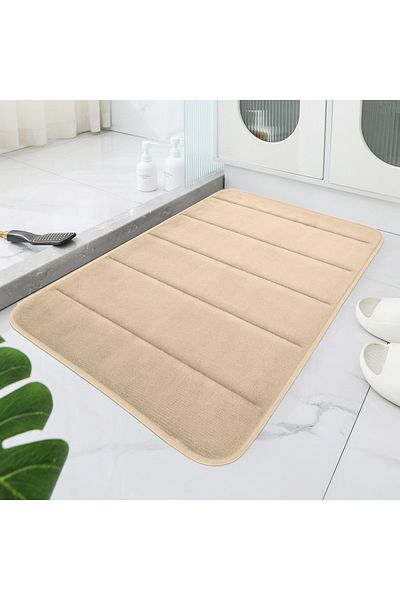 Choice 400MMx600MM Khaki Striped Bathroom Mat,Absorbent & Quick-drying Kitchen Floor Carpet,Non-slip & Supe