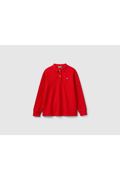 United Colors of Benetton 100% Organic Cotton Long Sleeve Polo for Kids