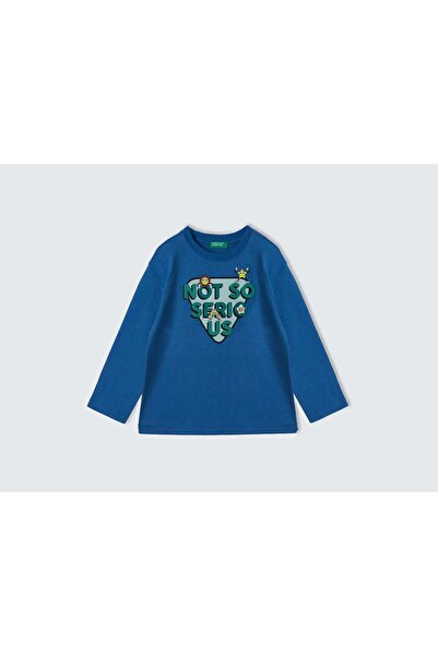 United Colors of Benetton Organic Cotton Long Sleeve Kids' T-Shirt with Chest...