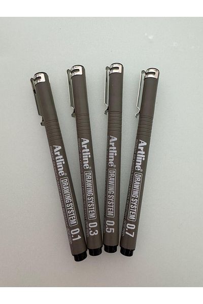 artline Drawing Pen 0.1 - 0.3 - 0.5 - 0.7 mm Black (4 Pcs)