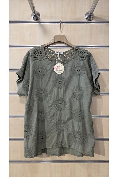 Park Moda Italian Cotton Blouse with Ruched Back