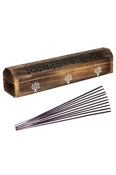 OEM Set incense sticks with forest rain aroma & wooden holder 25cm - 10 pieces