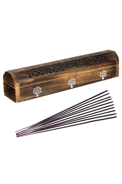 OEM Set incense sticks with forest rain aroma & wooden holder 25cm - 10 pieces