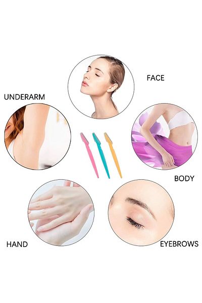 Anıl Gel Polish Face Razor and Eyebrow Razor - Women's Razor Hair Removal Set of 3 - 3 Precision Area Razors