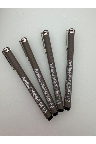 artline Drawing Pen 0.2 - 0.4 - 0.6 - 0.8 mm Black (4 Pcs)