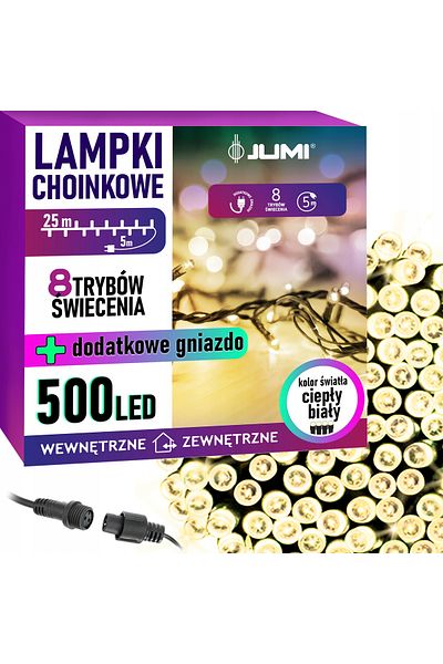 jumi LAMPKI CHOINKOWE 500 LED ciepły biały girlanda