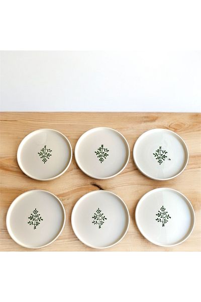 Nokta Breakfast Plate Set 6 People Tokyo Series Mini Branch Printed 6Pieces 20cm