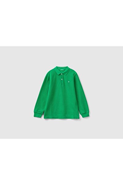 United Colors of Benetton قميص بولو بأكمام طويلة من القطن العضوي 100% للأطفال