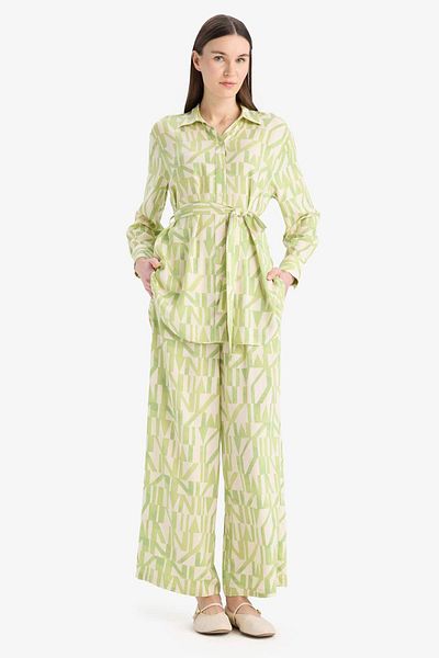 DeFacto Wide Leg Wide Wide Leg Patterned Viscose Trousers D9757Ax25Sm