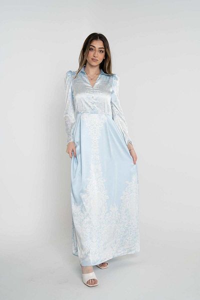 Nichii Women's Long Printed Dress with Long Sleeves