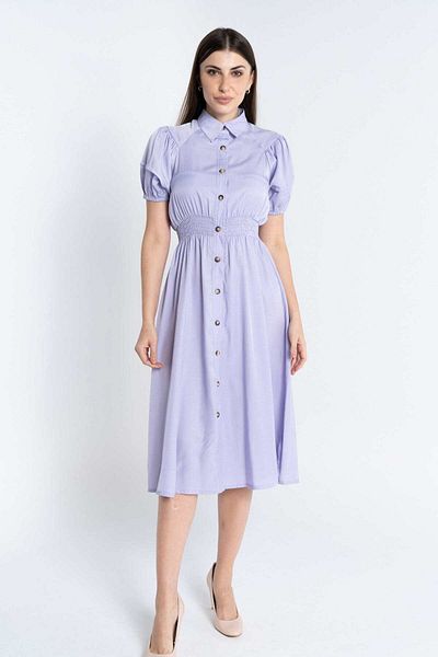 Nichii Umayma Short Sleeve Buttoned Cinched Midi Dress