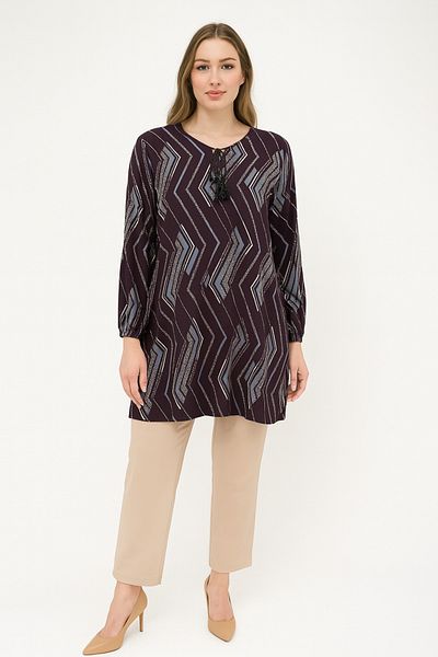 Ravencia Women's zigzag patterned woven tunic purple
