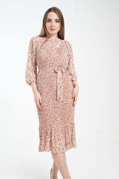 Nichii Floral Long Sleeve Midi Dress with Waist Detail