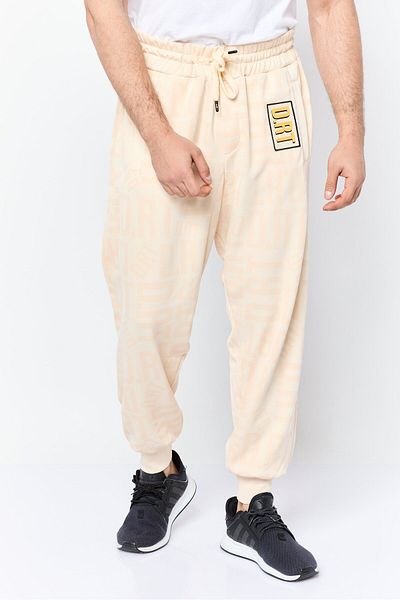 DRT Men Regular Fit Brand Logo Sweatpants, Cream
