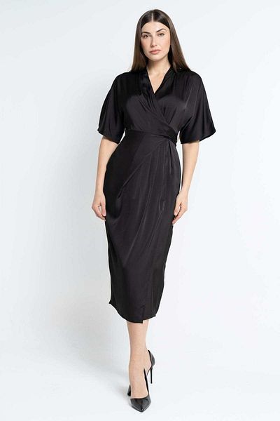 Nichii Women's Midi Dress with Butterfly Sleeves and Cinched Waist